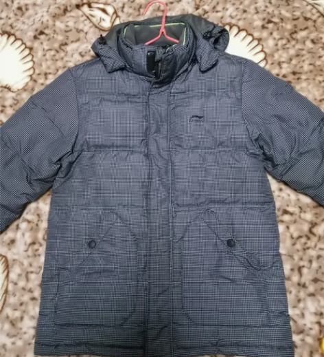 男李宁连帽羽绒服 170/88aM码 白鸭...