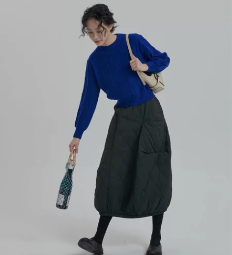 一方二集炭灰色肌理感新雪丽葫芦绗棉不规则立...