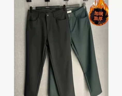 冬季加绒小西裤男潮牌长裤修身直筒裤弹力痞帅...