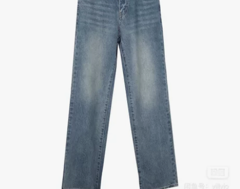 VintageTang美式复古水洗浅蓝色高...