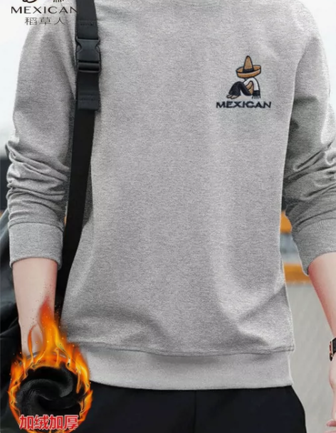 稻草人男长袖t恤 长袖-刺绣纯棉卫衣男套头...