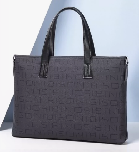 美洲野牛732商务公文包男大容量横款手提包...