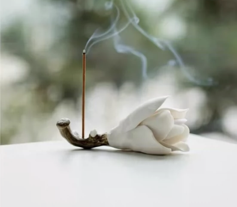 玉兰花笔架插香茶搁笔搁玉兰花陶瓷毛笔架笔搁...