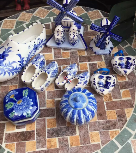 出口荷兰Delft Blue代尔夫特手绘鞋...