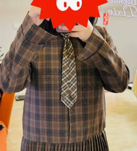 学生装 格子 学院风 连体裙 赠送领带 感...