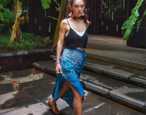 夏棉泰国民族风包臀一步裙沙滩度假海边波西米...