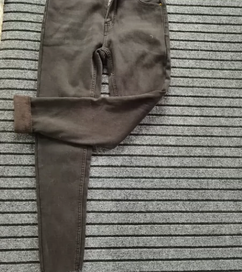 全新黑色加绒高腰弹力小脚裤XL码 全新扣眼...