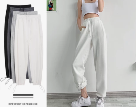 全新，吊牌还在。白色运动裤女宽松束脚夏季薄...
