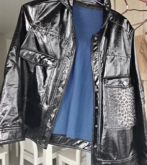 女士漆皮夹克，买回来一次都没穿过，买大了，...