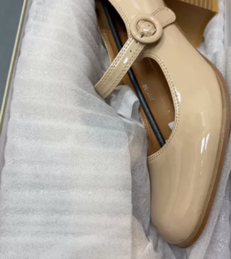 全新粗跟玛丽珍鞋女2023新款春秋百搭方头...