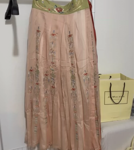 司南阁原创【花凰】汉服女绣花对襟衫裙 杏色...