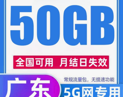 移动充值 广东流量50G月结日失效5G网络...