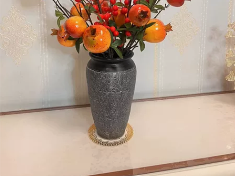 石榴花开陶瓷花瓶摆件仿真石榴色泽逼真发财果...