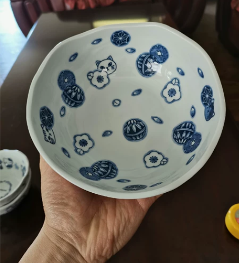 日本回流 内外青花 纯手做 卡通版 猫部 ...