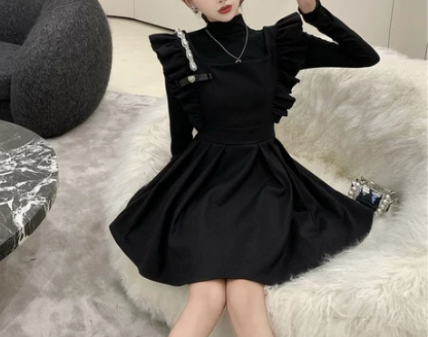 胖mm法式荷叶边气质西装连衣裙2022秋季...