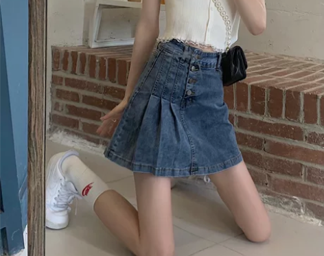 半身裙女夏季新款韩版ins港风高腰A字裙不...