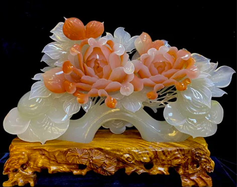 玉如意人参玉石摆件花开富贵如意玉雕玄关酒柜...