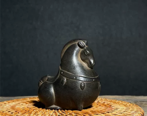 中式仿古小唐马摆件禅意茶桌桌面仿石创意复古...