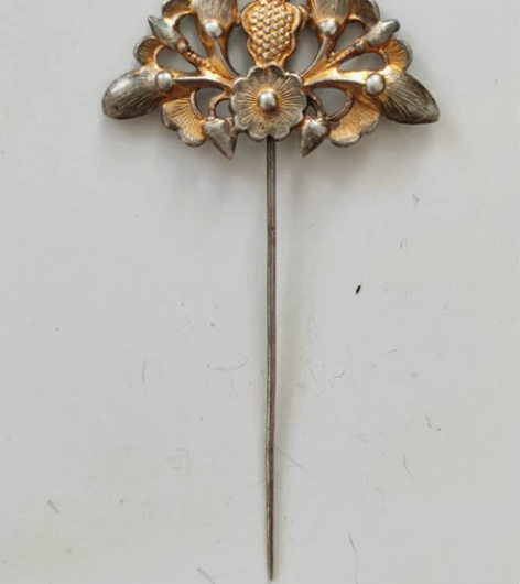 老物件老银器：过去女子老银首饰插花一个，本...