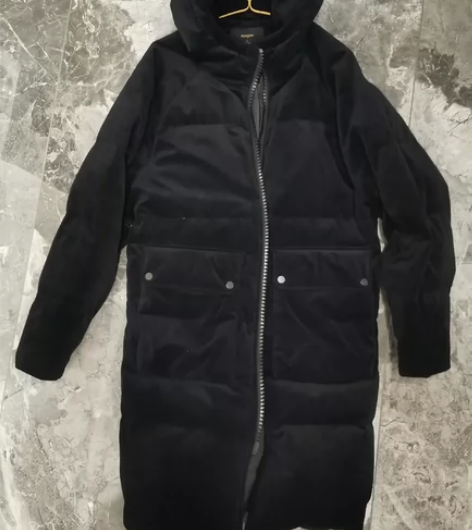 男士男款摩高mogao条绒羽绒服加厚鸭绒黑...