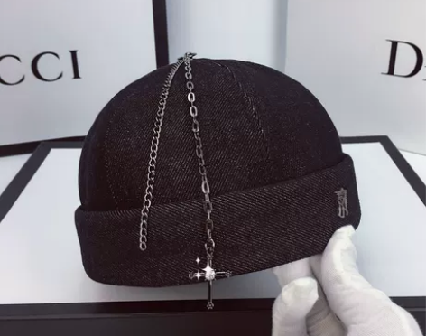 酷酷石墨黑雅痞水钻地主帽女春季新款帽子时尚...