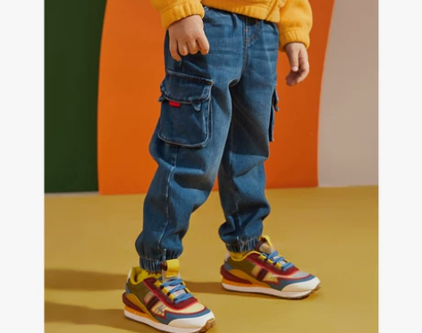 MQD男小童束脚针织潮童牛仔裤儿童韩版长裤...