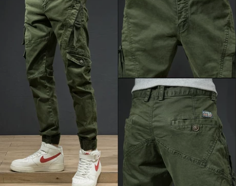 束脚工装裤男潮牌修身小脚春季新款ins超火...