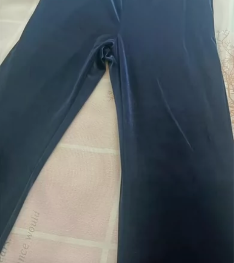 全新宝蓝丝绒阔腿裤，直筒微阔腿，不加绒，九...