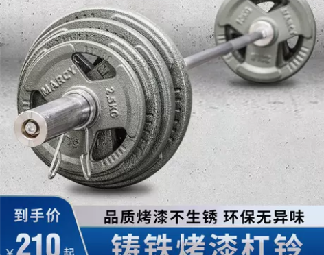 烤漆杠铃套装家用大孔小孔杠铃片杠铃曲杆1....
