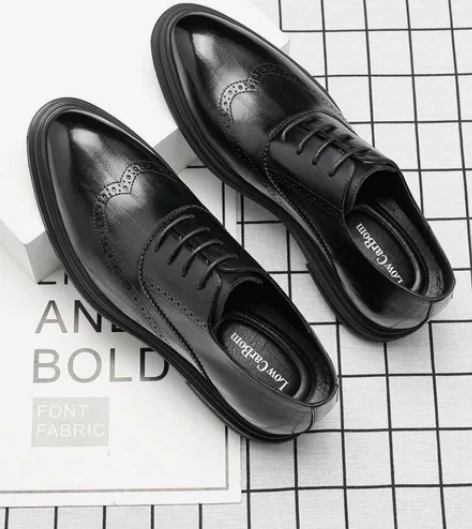 布洛克内增高皮鞋商务正装增高鞋男土6cm真...