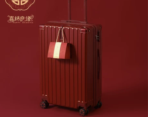 【狂欢价】结婚行李箱陪嫁箱红色皮箱子新娘拉...