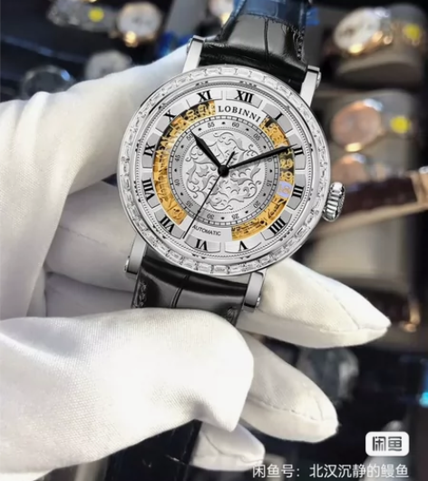 罗宾尼镂空机械表男表全自动男士手表商务男品...