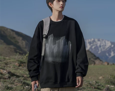 美式重磅圆领卫衣男春秋2024新款宽松男生...