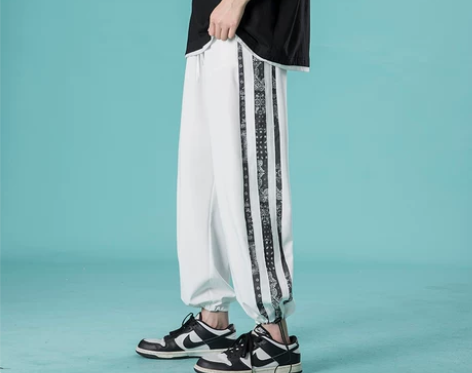 运动休闲裤男生宽松束脚九分裤夏季薄款长裤垂...