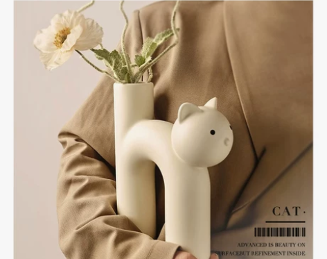 Tlife·Cat·花瓶陶瓷ins奶油风可...