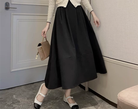 花苞拼接伞裙半身裙22春夏女中长款a字裙通...