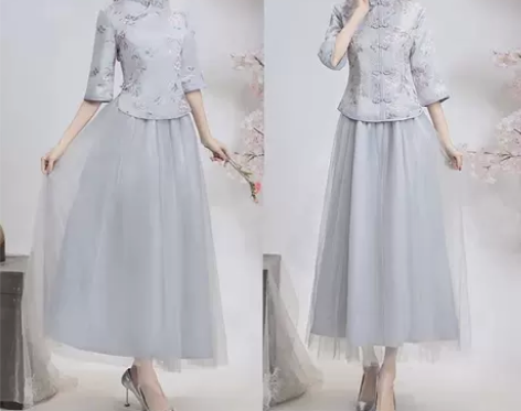 2021秋冬季长款伴娘服伴娘团伴娘礼服中式...