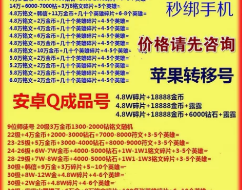 王者荣耀永久账号金币号铭文号转移号韩信SN...