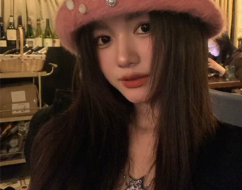 冬季毛绒水钻爱心富家千金礼帽女款卷边复古气...