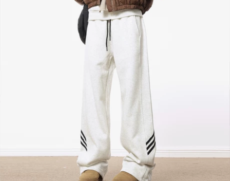 0123Start 美式复古条纹卫裤女宽松...