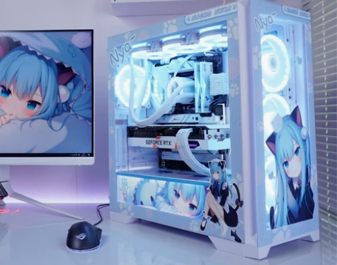 先马颜之神纯白色机箱配吹雪水冷游戏联名全家...