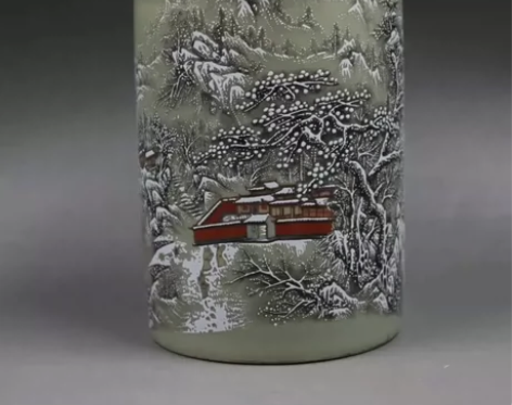 亏本处理 清同治年制粉彩雪景笔筒家居仿古文...