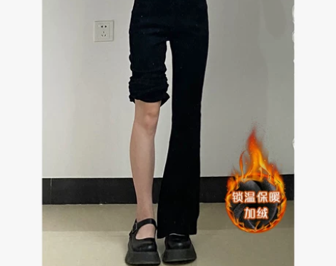 梨形身材穿搭大码微喇牛仔裤女胖妹妹显瘦mm...
