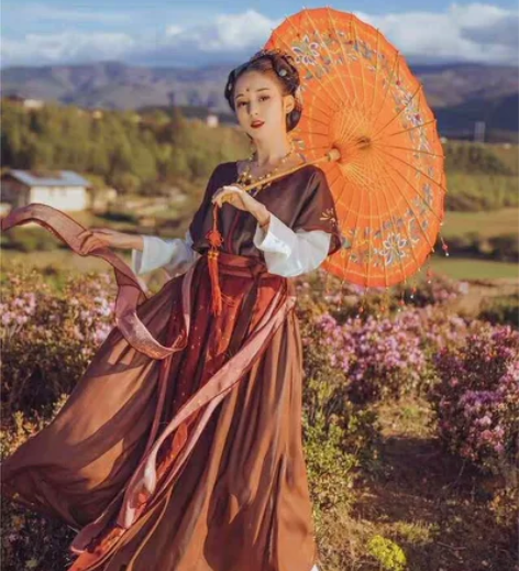 （全套）兰若庭 汉服 赤莲 坦领 襦裙 印...