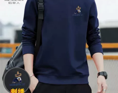 稻草人-绣花圆领卫衣男春秋款2022新款休...