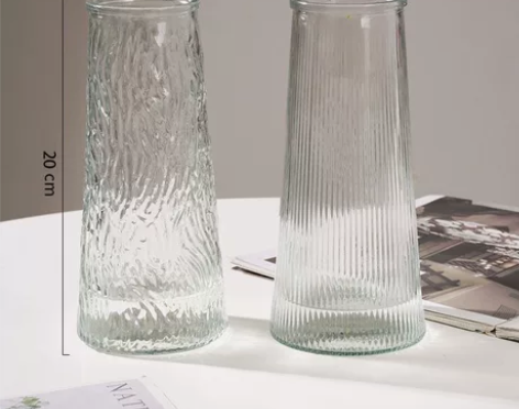 【两件】北欧玻璃花瓶 透明 水养富贵竹 桌...