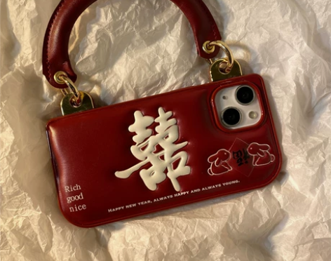 苹果iphone 14pro结婚红色手机壳...