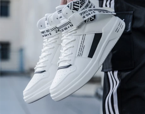 特步男鞋高帮鞋板鞋秋冬鞋子男款厚底休闲鞋加...