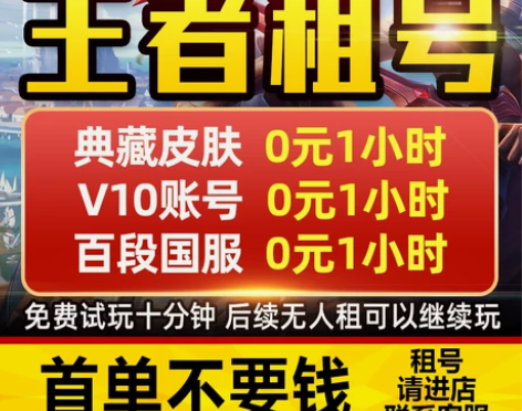 王者租号 首单免费 V10账号 满皮账号 ...