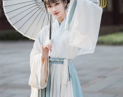 凤台曲原创汉服青衫红颜晋制交领三件套齐腰一...